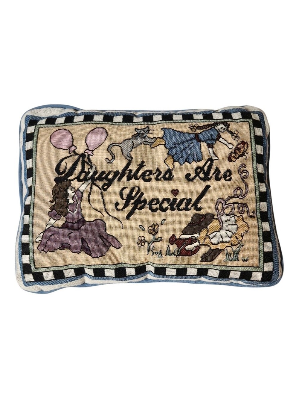 Daughters Are Special Decorative Tapestry Needlepoint Throw Pillow Cottagecore